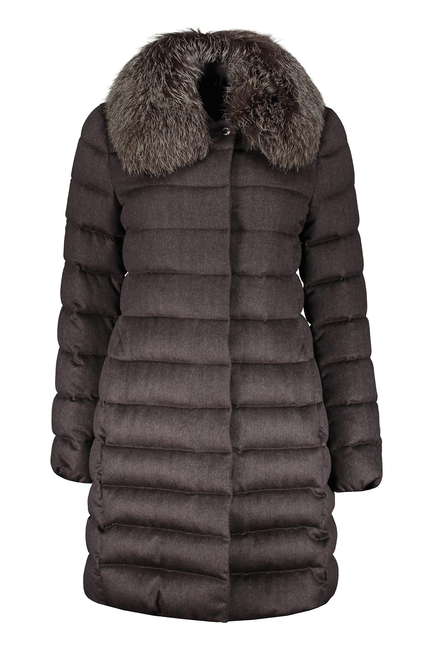 moorer zip and snap button fastening down jacket