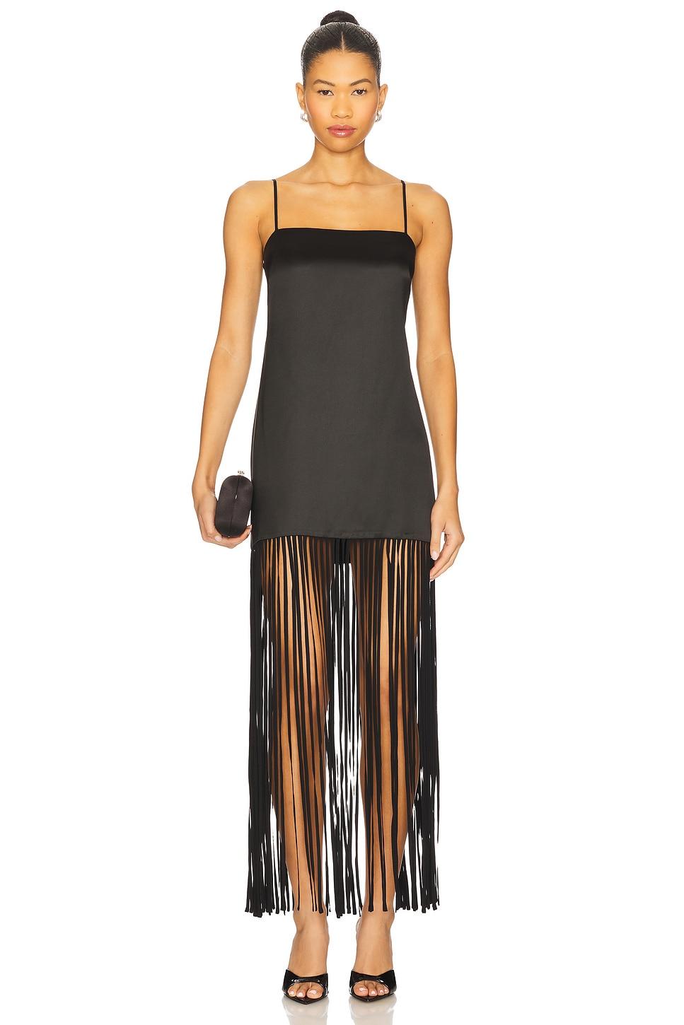 moraya square neck fringe maxi dress