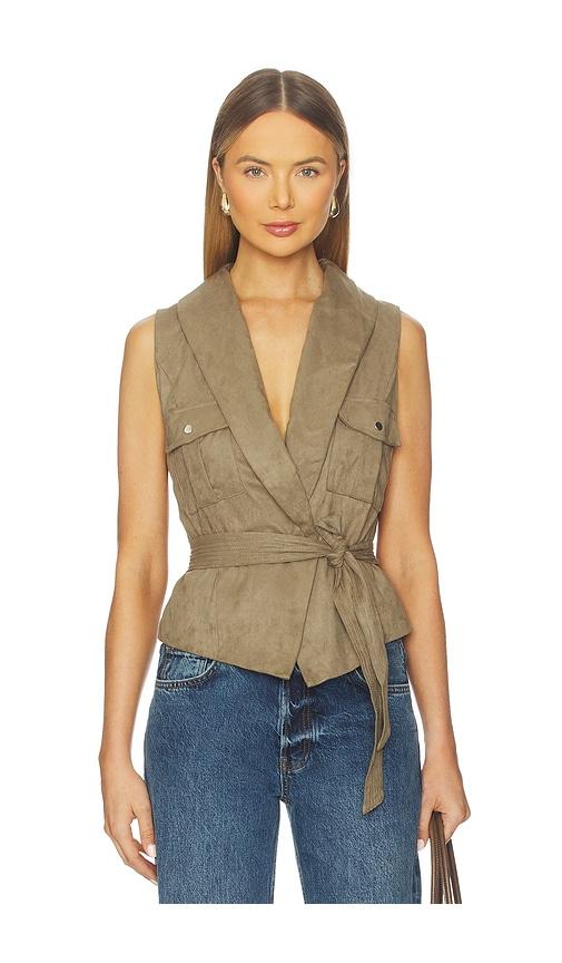 more to come aaliyah faux suede vest in sage.