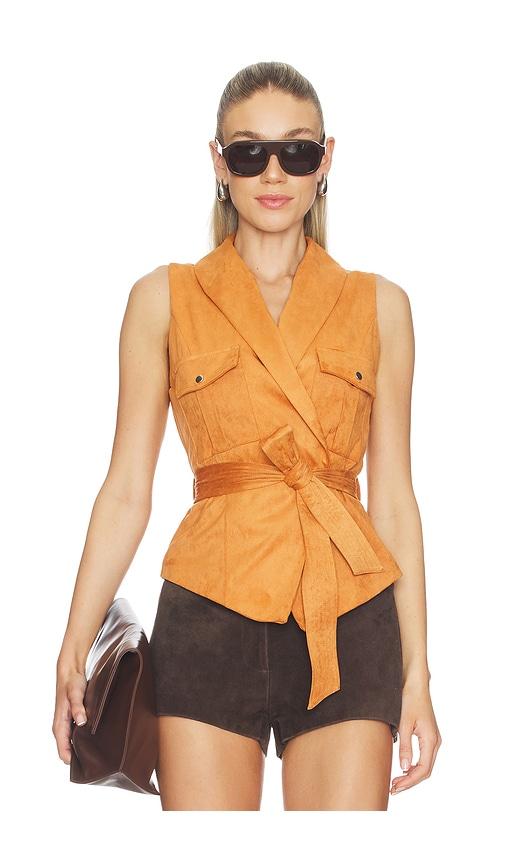 more to come aaliyah faux suede vest in tan.