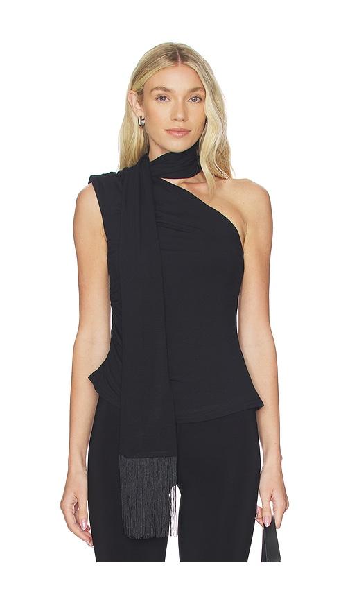 more to come aelin scarf top in black.