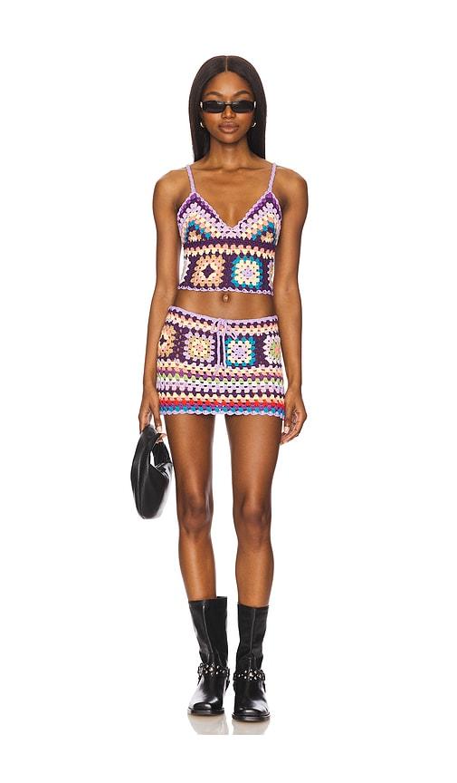 more to come alcie crochet skirt set in purple.