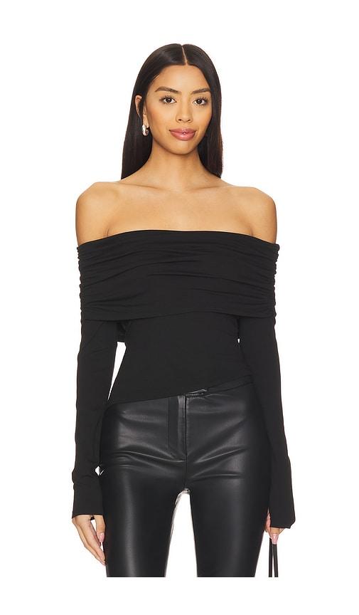 more to come andrea off shoulder top in black.