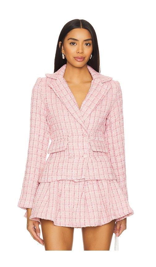 more to come ashtyn tweed blazer in coral.