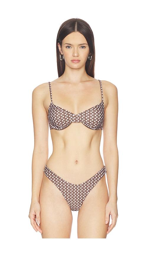 more to come bali bikini top in brown,white.