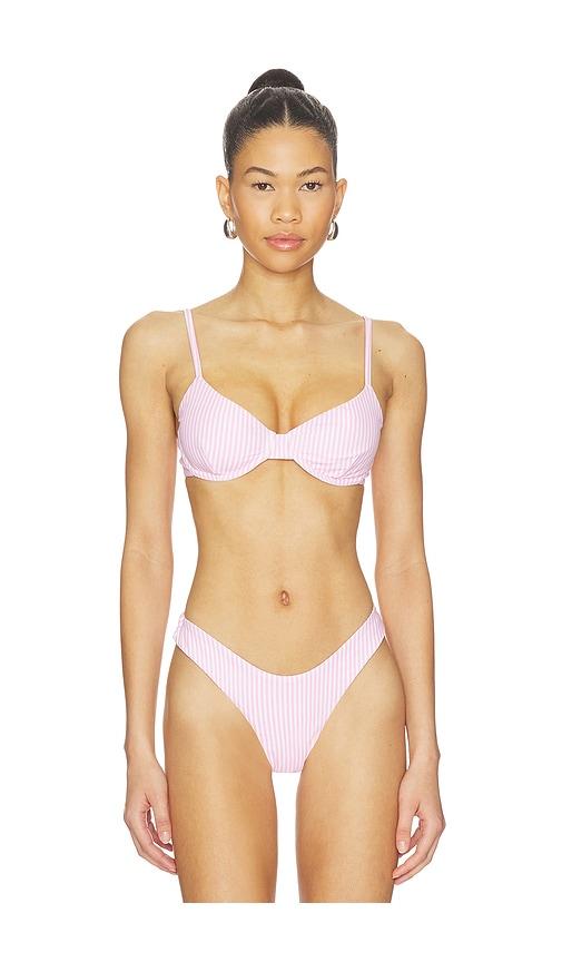 more to come bella bikini top in pink,white.