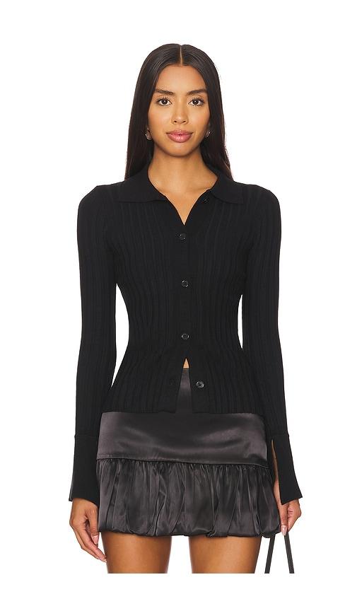 more to come brandy button front sweater in black.