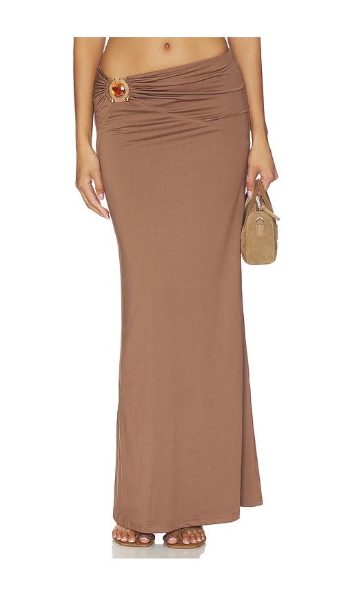 more to come brixton maxi skirt in tan.