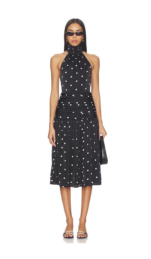 more to come carmina halter midi dress in black.