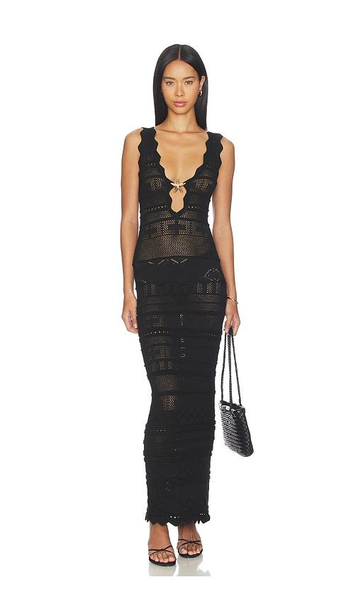 more to come cattleya crochet maxi dress in black.