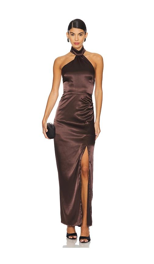 more to come darcey maxi dress in brown.