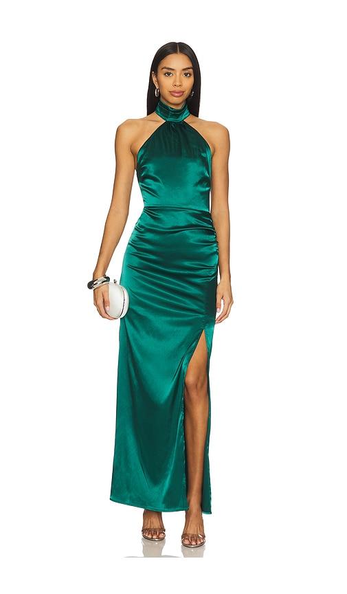 more to come darcey maxi dress in dark green.