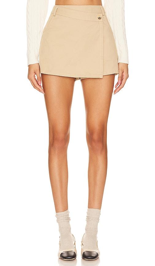 more to come demi wrap skort in beige.