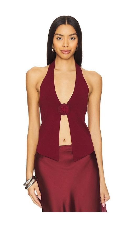 more to come dixie halter top in burgundy.