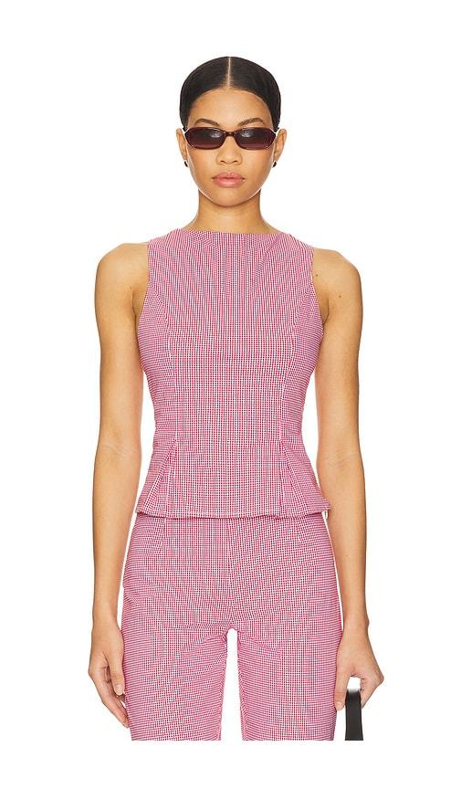 more to come drea peplum top in red.