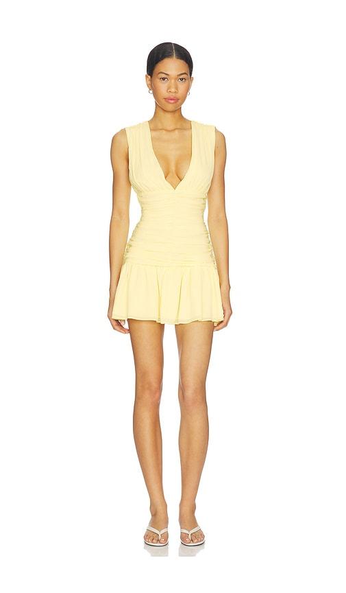 more to come elisia mini dress in lemon.