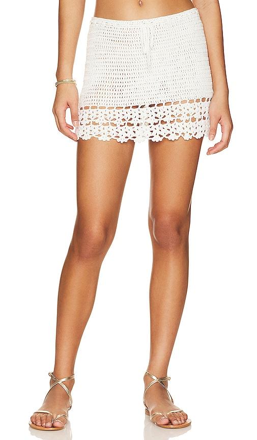 more to come elliana crochet mini skirt in white.