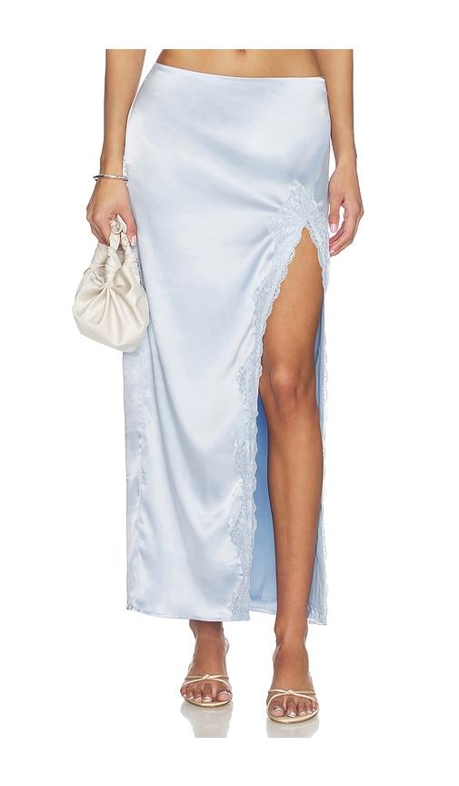 more to come flyn maxi skirt in baby blue.