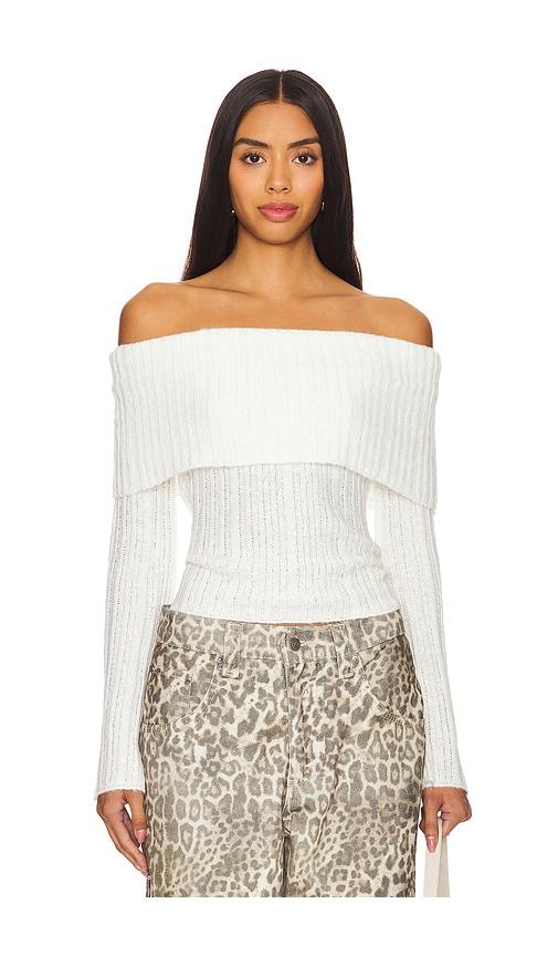 more to come ingrid off shoulder sweater in cream.
