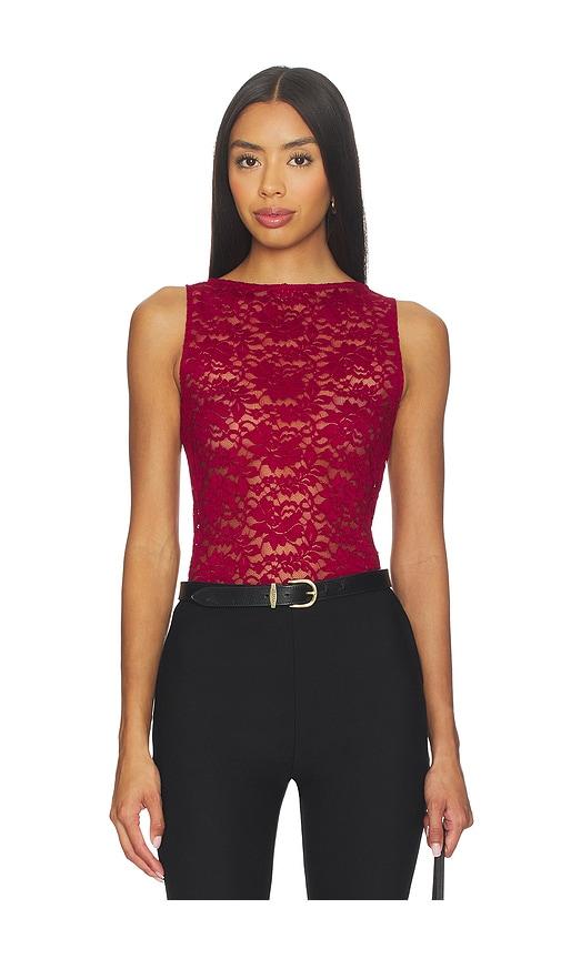 more to come iris lace top in red.