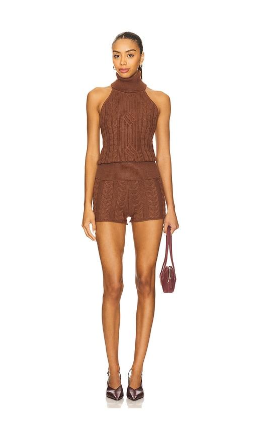 more to come kalani short set in brown.