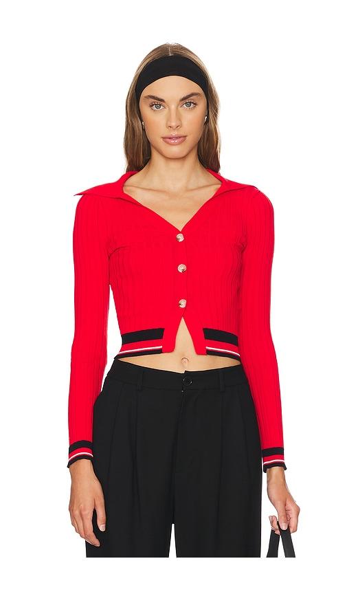 more to come keegan cardigan in red.