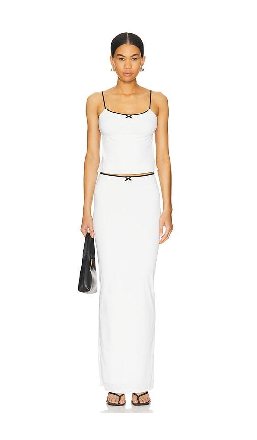 more to come koral maxi skirt set in white.