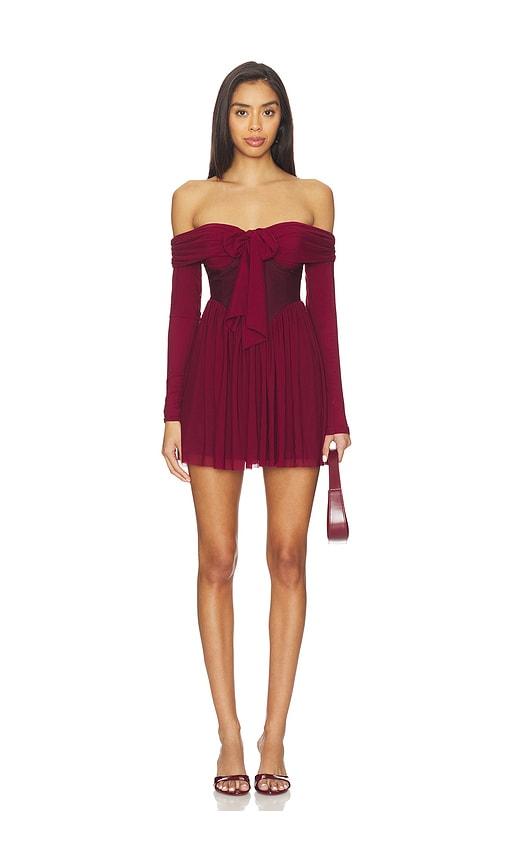 more to come kristiana mini dress in burgundy.