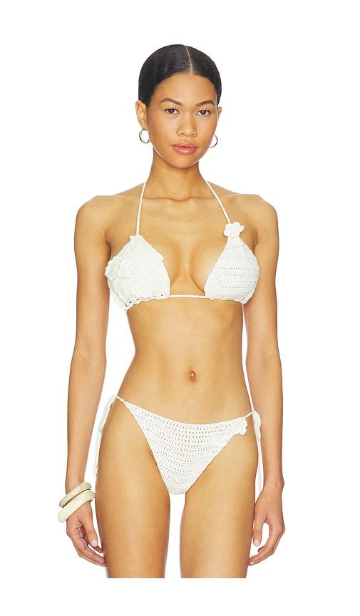 more to come lakeisha crochet bikini top in ivory.