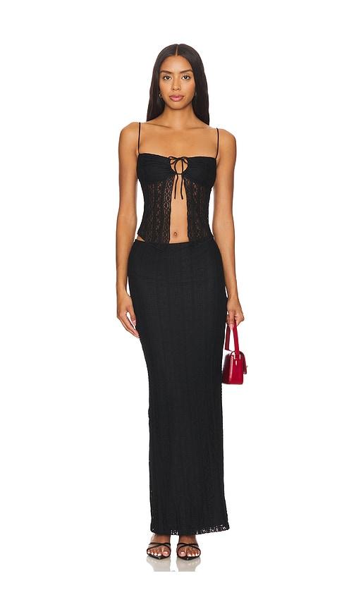 more to come lali maxi skirt set in black.