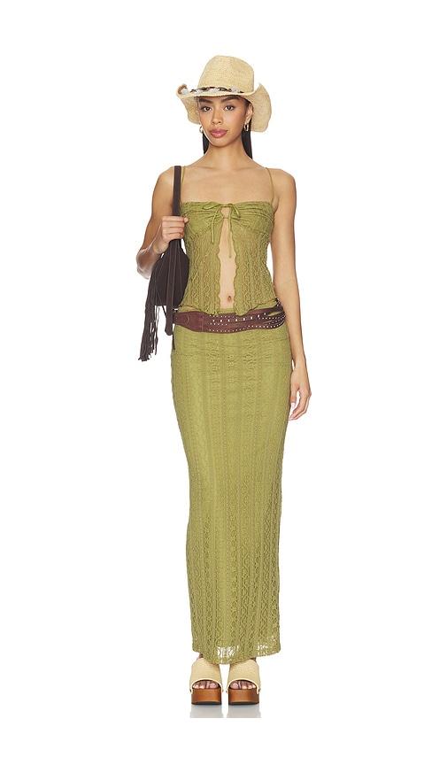 more to come lali maxi skirt set in olive.