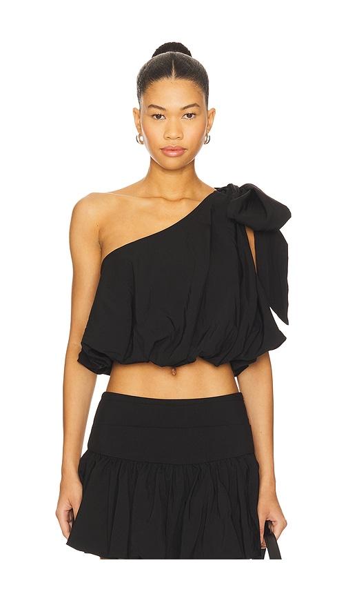 more to come lara asymmetrical top in black.
