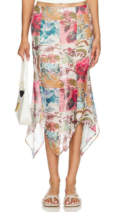 more to come lara midi skirt in tan,blue.