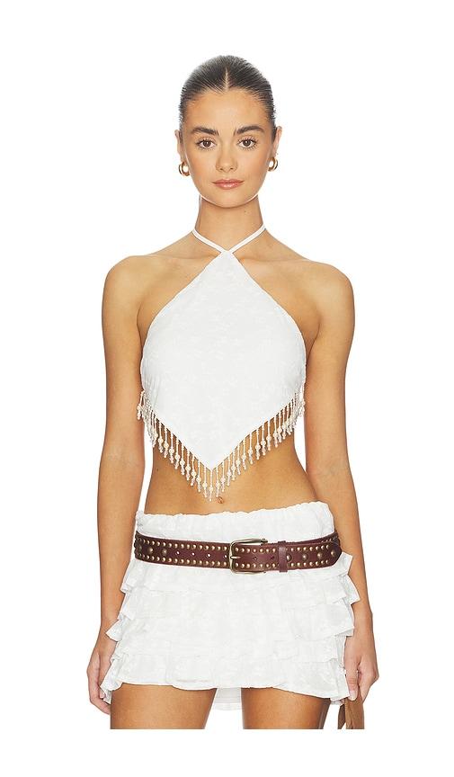 more to come leigh halter top in white.