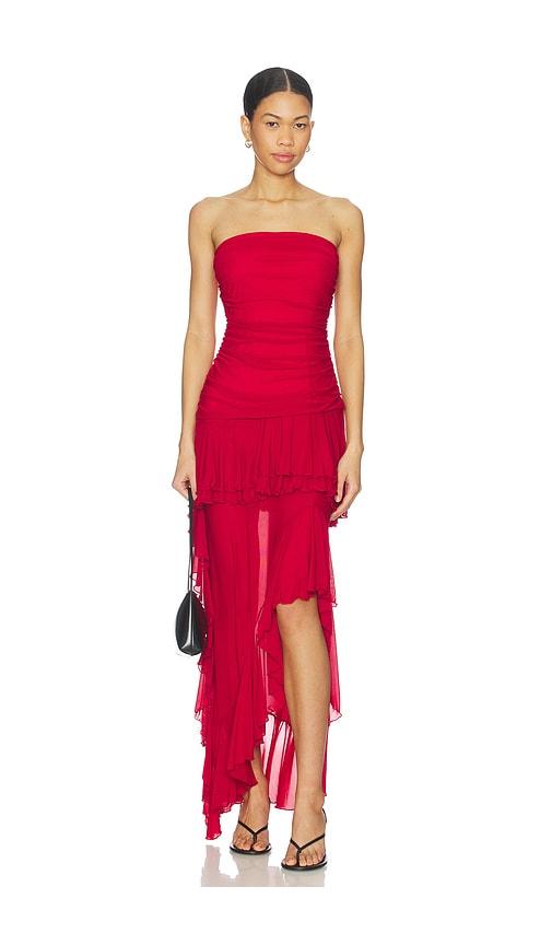 more to come lillian strapless dress in red.