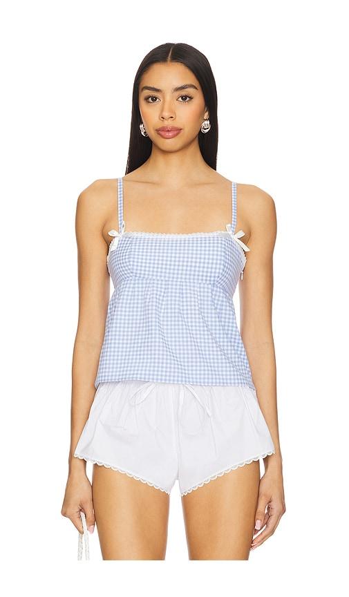 more to come lisa babydoll top in baby blue.