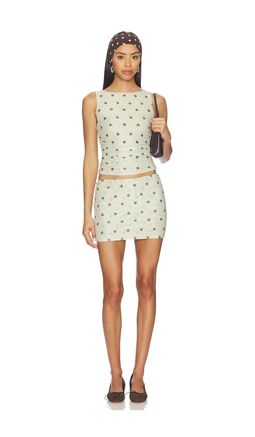 more to come logan mini skirt set in sage.