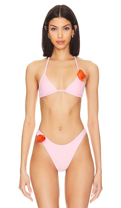 more to come lucia bikini top in pink.