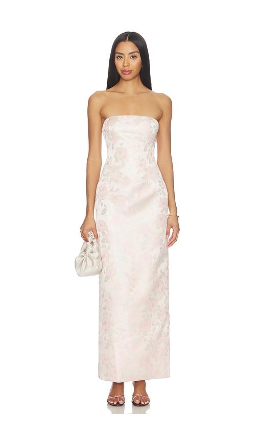 more to come maiah strapless maxi dress in rose.