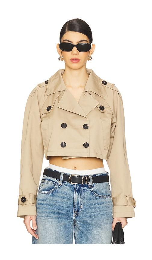 more to come marja cropped trench in beige.