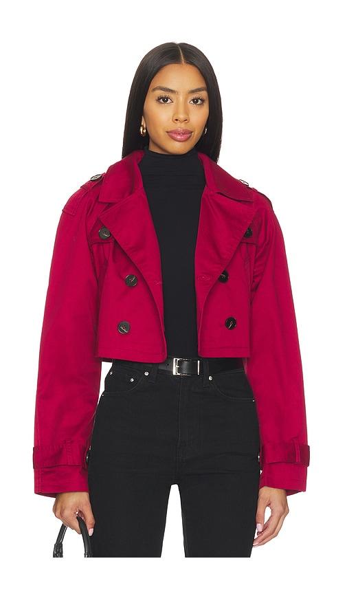more to come marja cropped trench in burgundy.