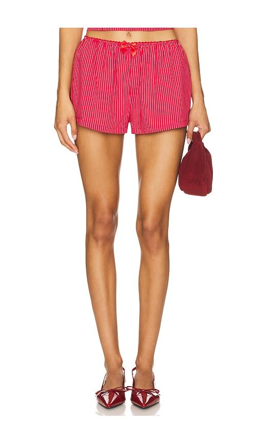 more to come mazzie short in red.