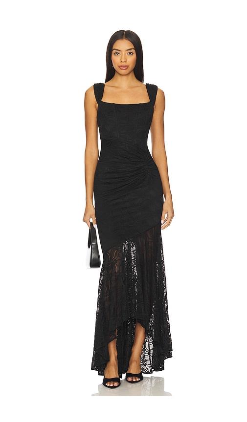 more to come micah corset dress in black.
