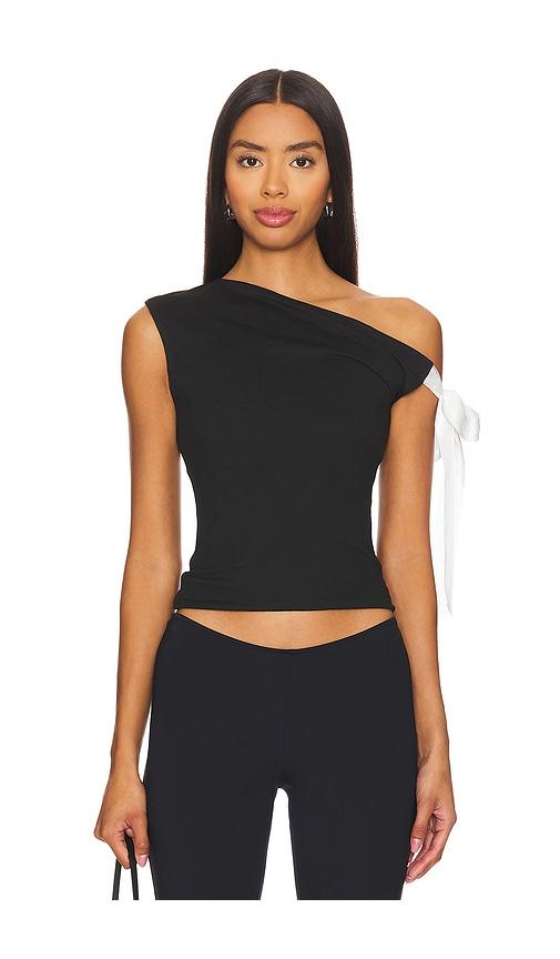 more to come raquel tie sleeve top in black.
