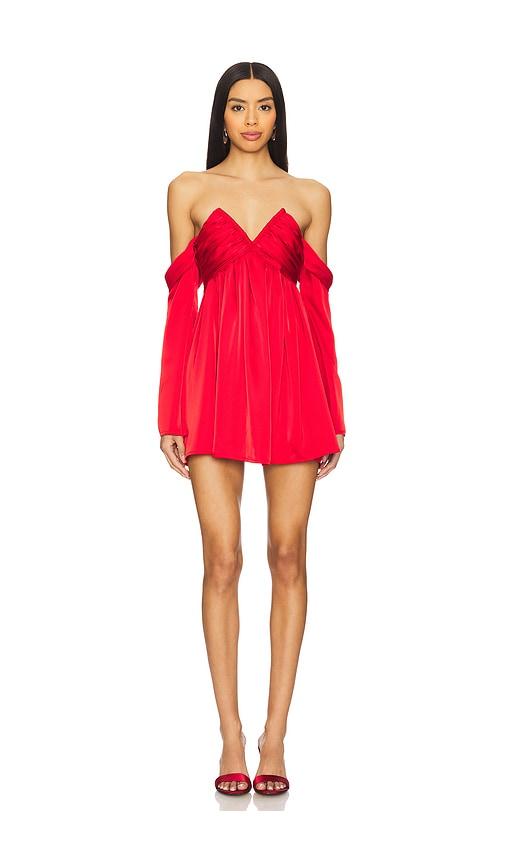 more to come regina off shoulder dress in red.