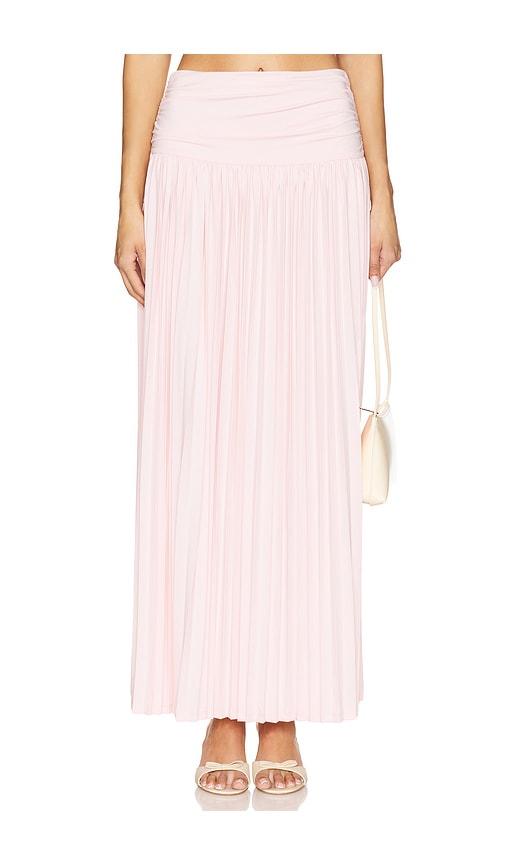 more to come remi maxi skirt in pink.