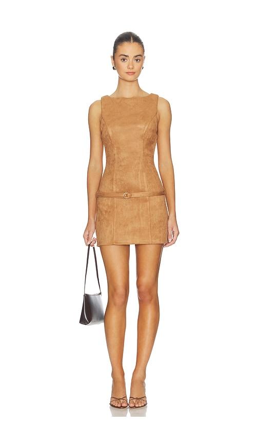 more to come rileigh mini dress in tan.
