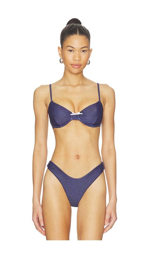 more to come riley bikini top in navy.