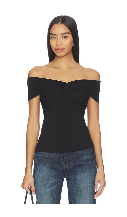 more to come rorie off shoulder top in black.