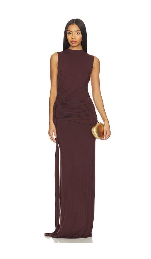more to come stacie maxi dress in brown.